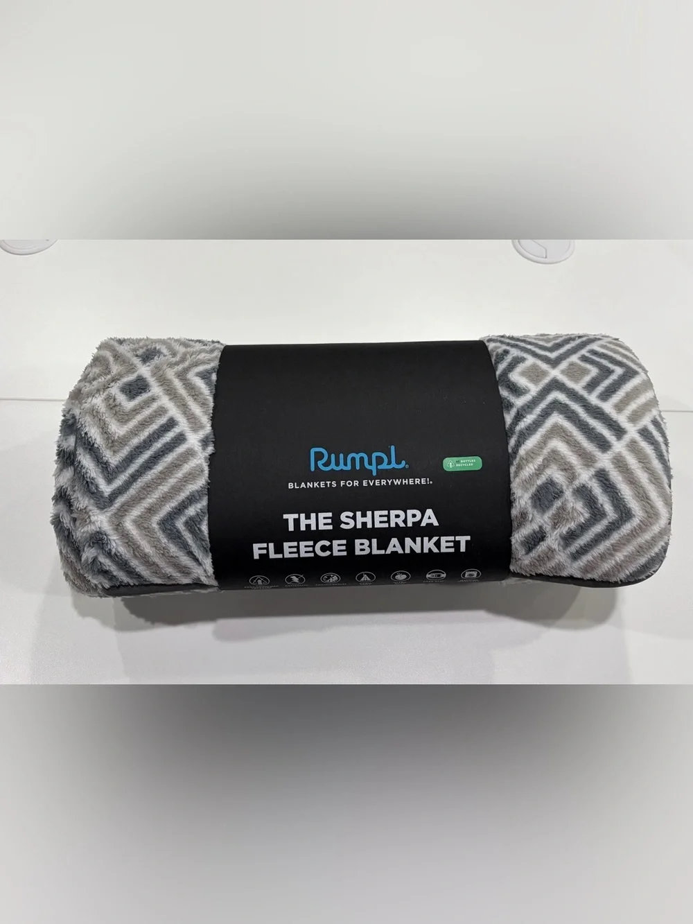 RUMPL The Sherpa Fleece Throw Blanket 50x70” Cabincore NWT Gray Pattern Cozy